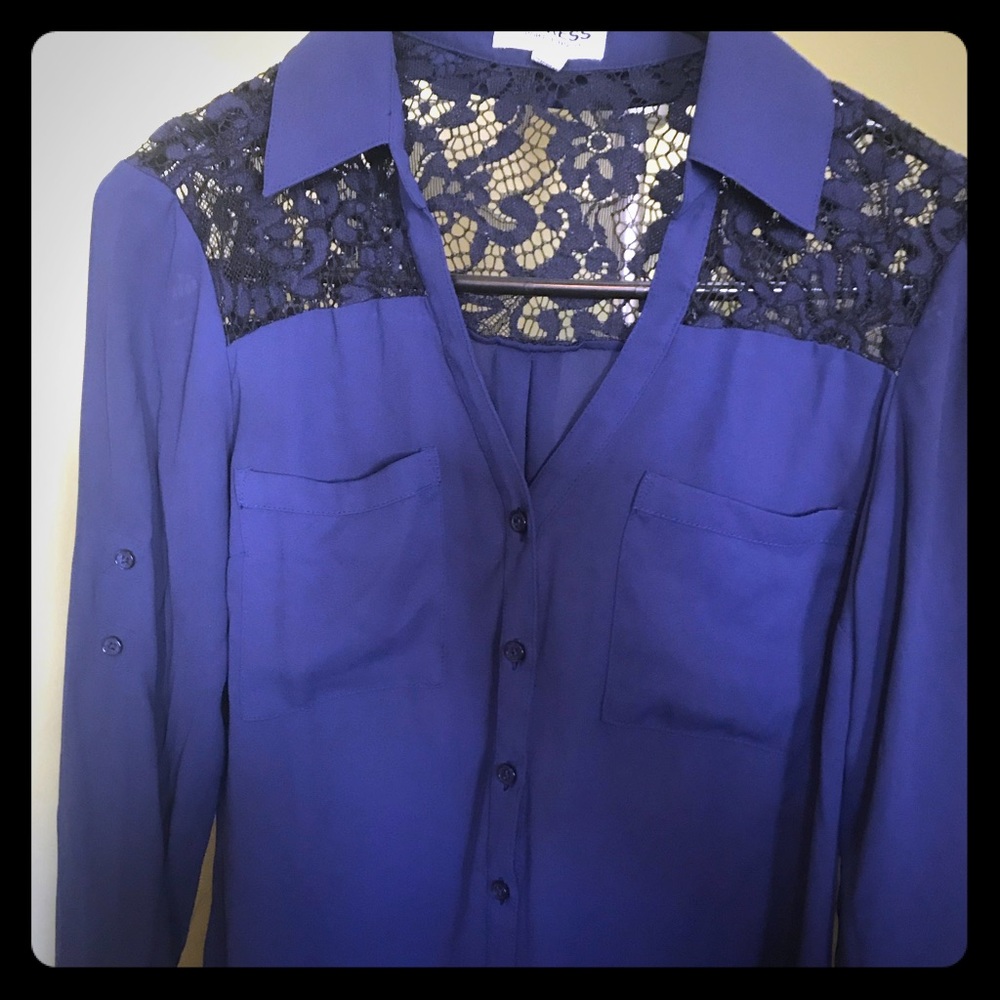 Express Navy lace blouse
